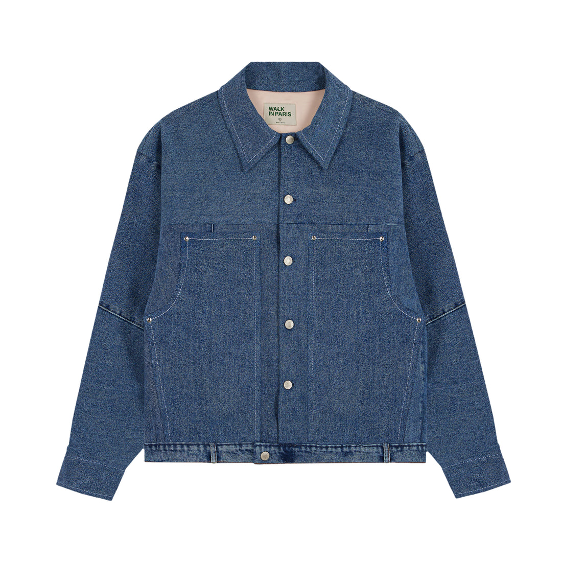 Walk in Paris & Regularkid - Veste en jean Reworked bleu azur