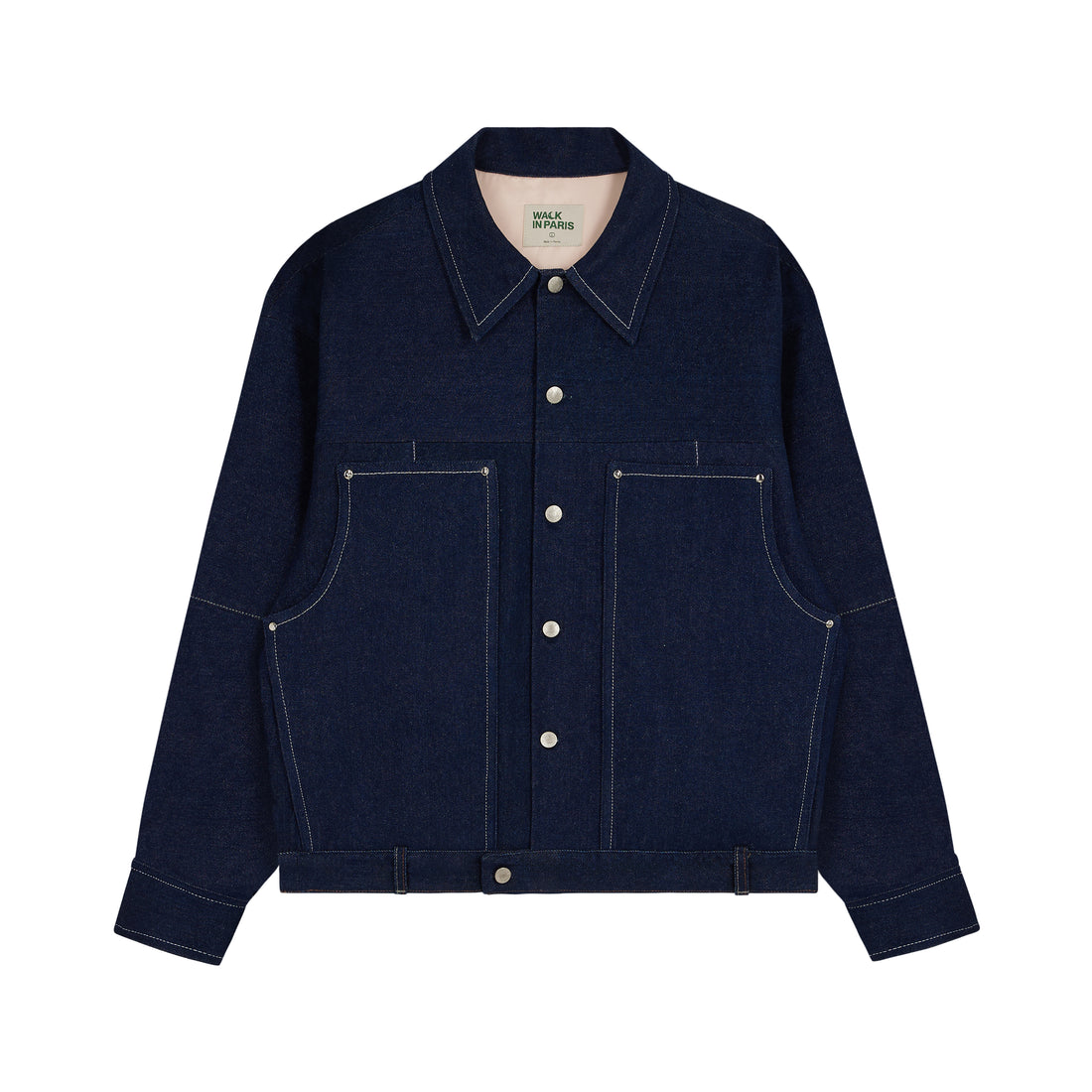 Walk in Paris & Regularkid - Veste en jean Reworked bleu brut