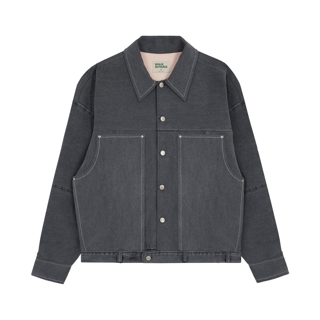 Walk in Paris & Regularkid - Veste en jean Reworked gris