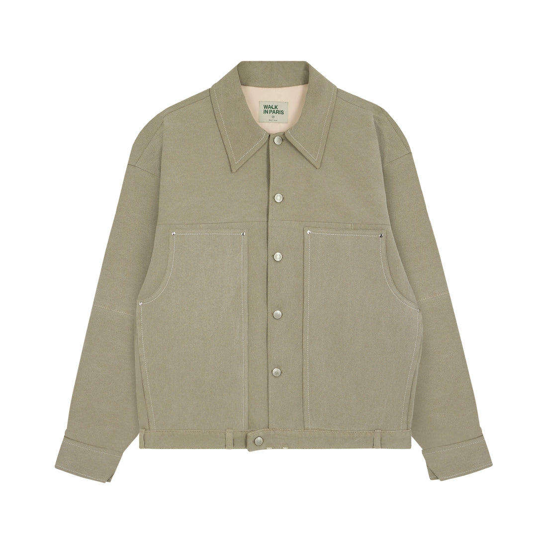 Walk in Paris & Regularkid - Veste en jean Reworked vert olive