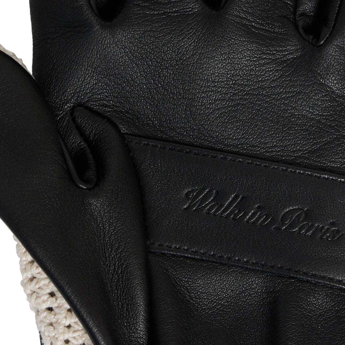 Black leather driving gloves