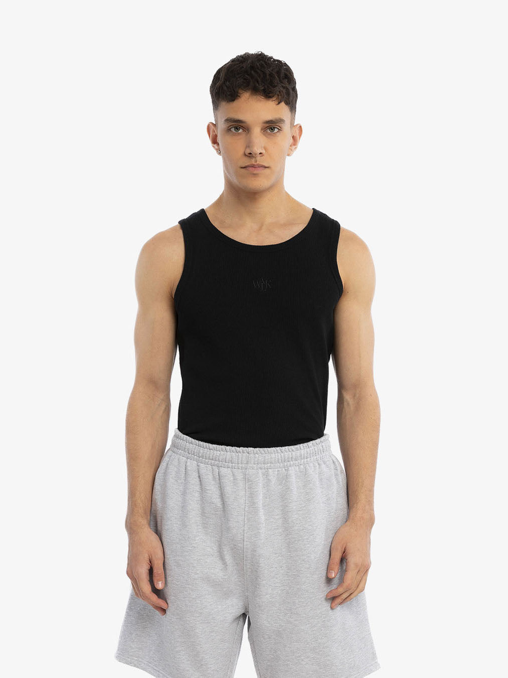 The black waffle tank top