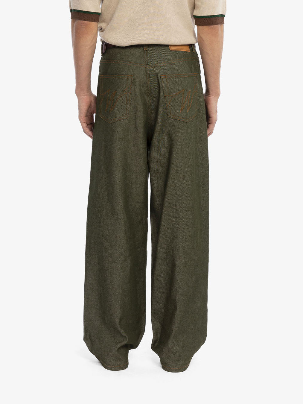 Raw green denim baggy