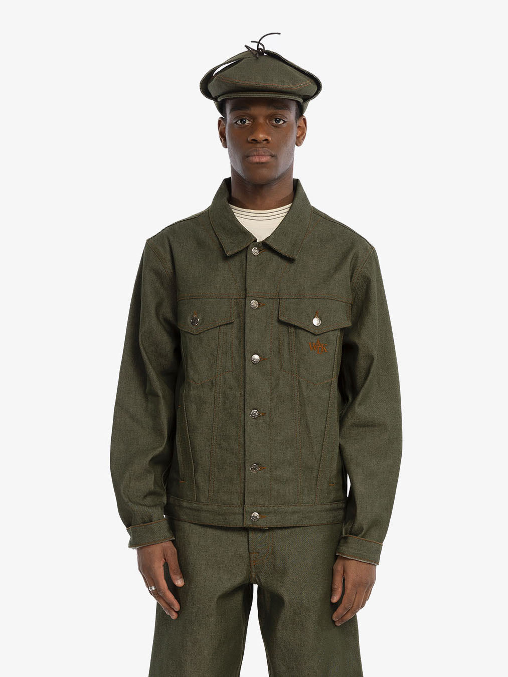 Raw green denim jacket