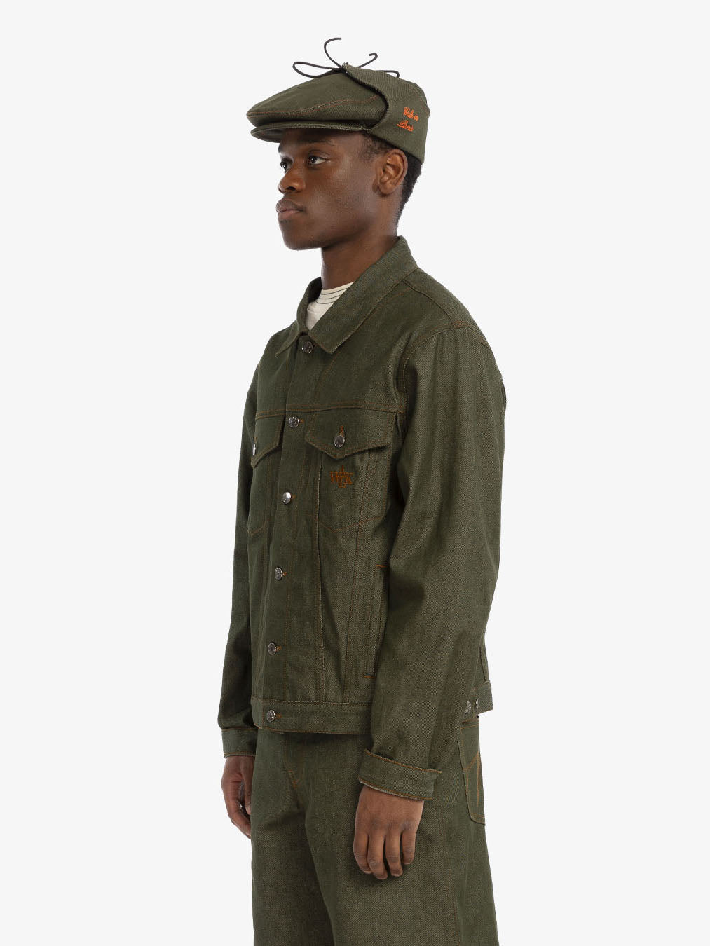 Raw green denim jacket