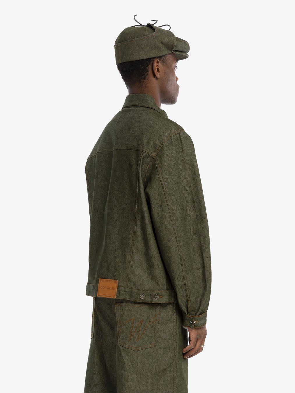 Raw green denim Sherlock beret