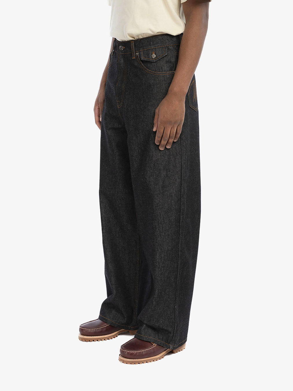 Raw denim balloon pants