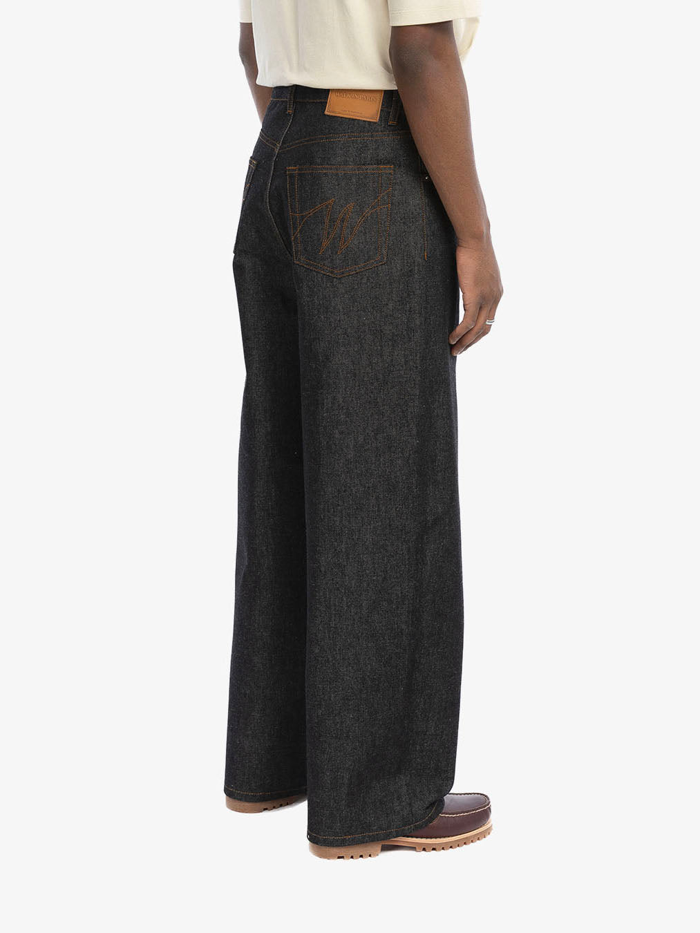 Raw denim balloon pants