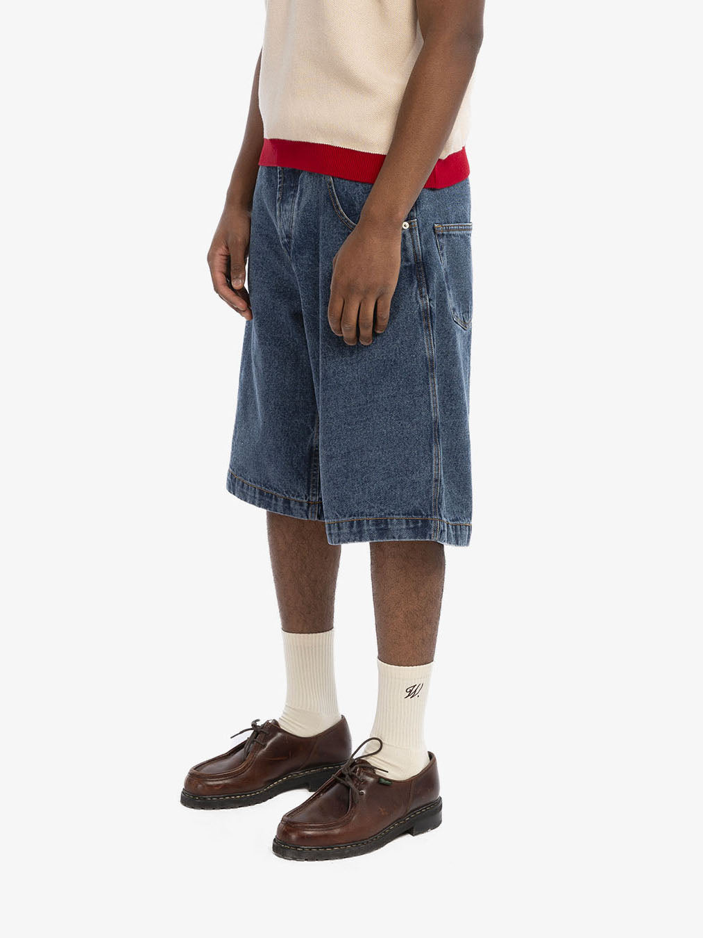 The light blue denim baggy shorts