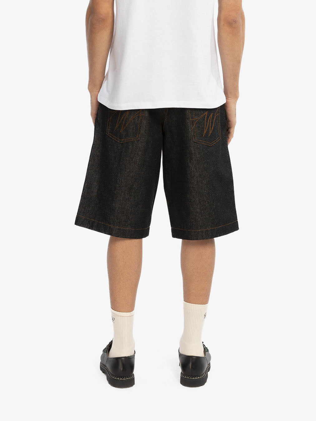 Raw denim baggy shorts