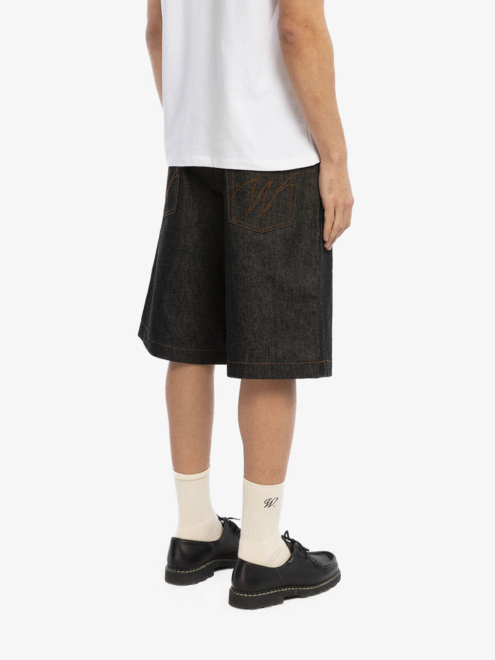 Raw denim baggy shorts