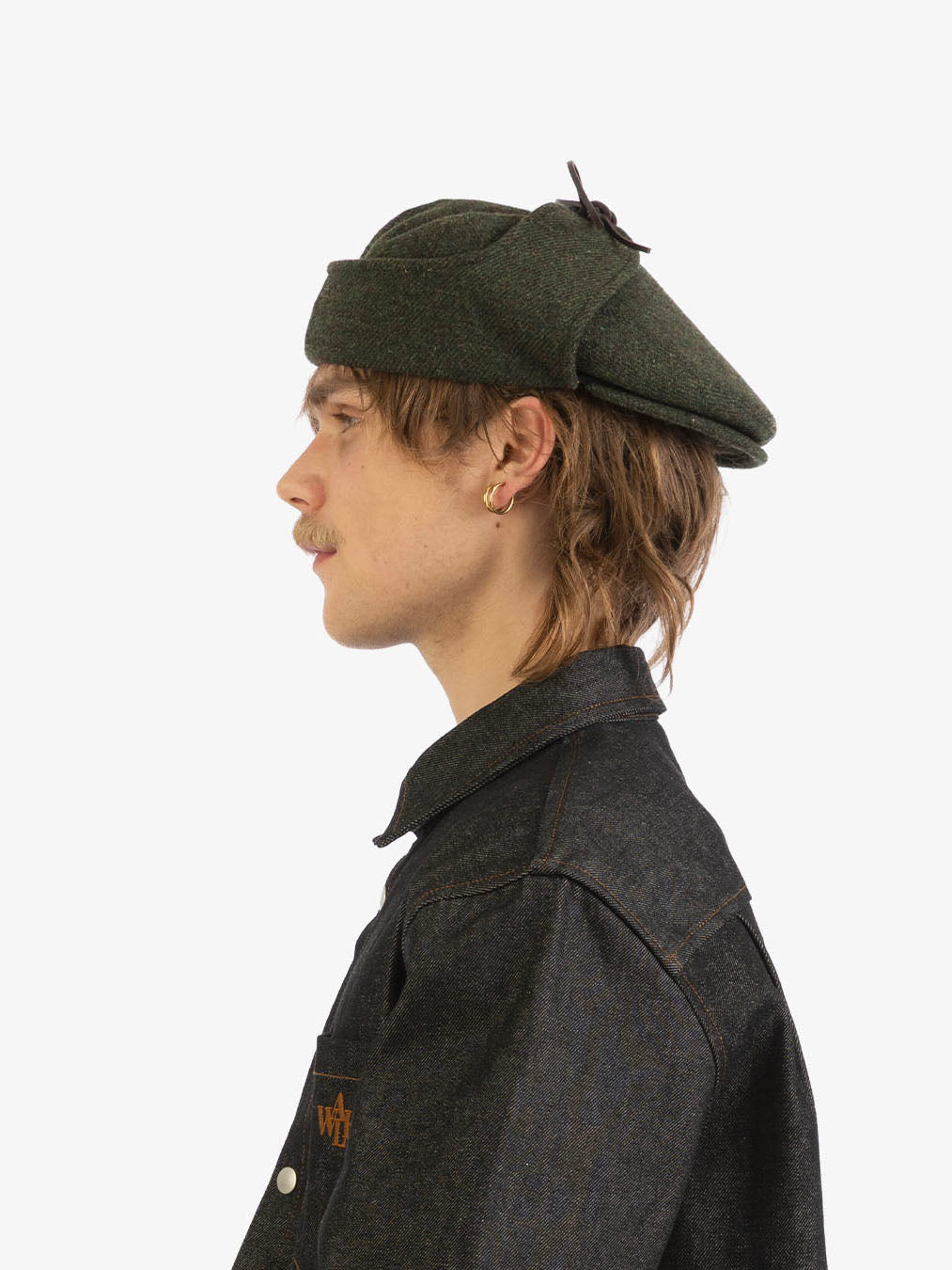 Forest green wool Sherlock beret