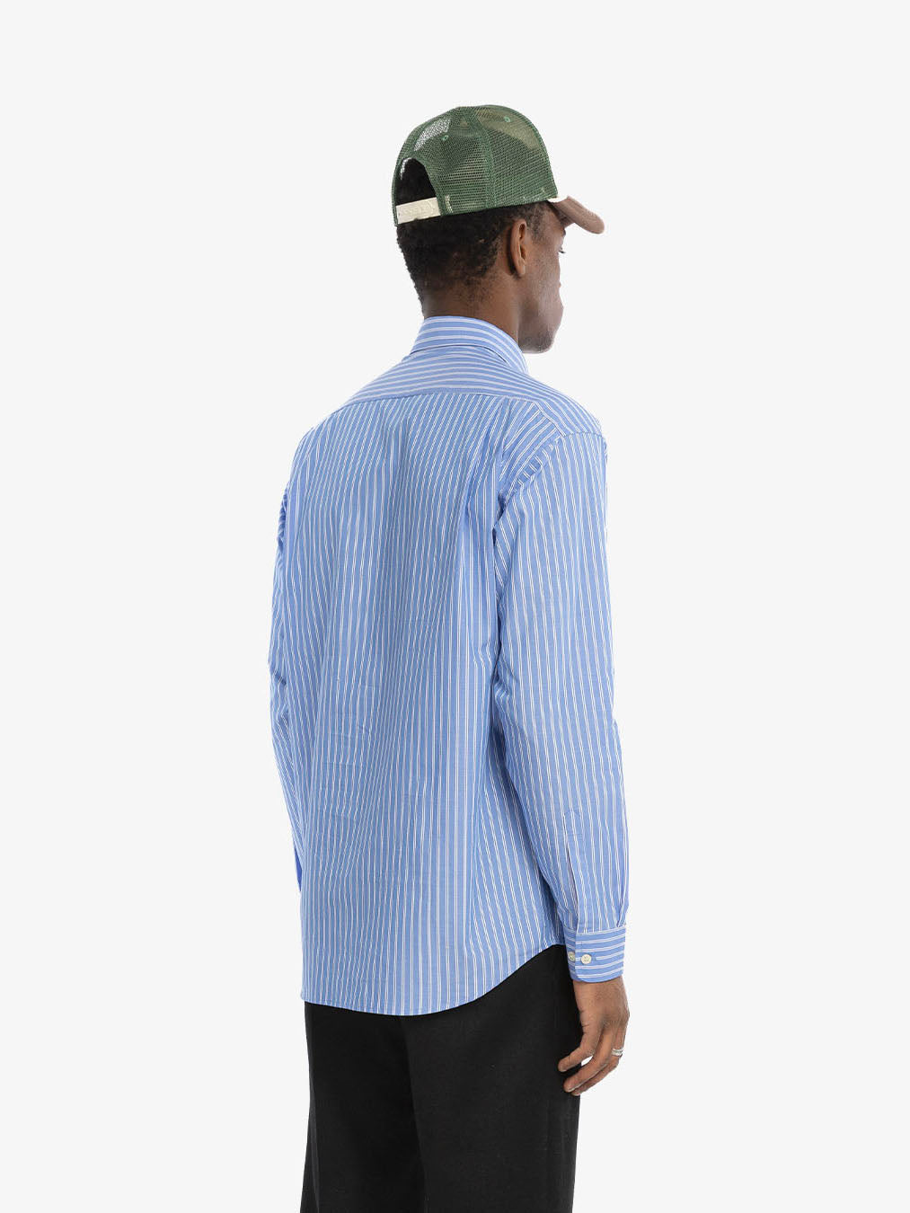 La chemise manches longues bleue rayée