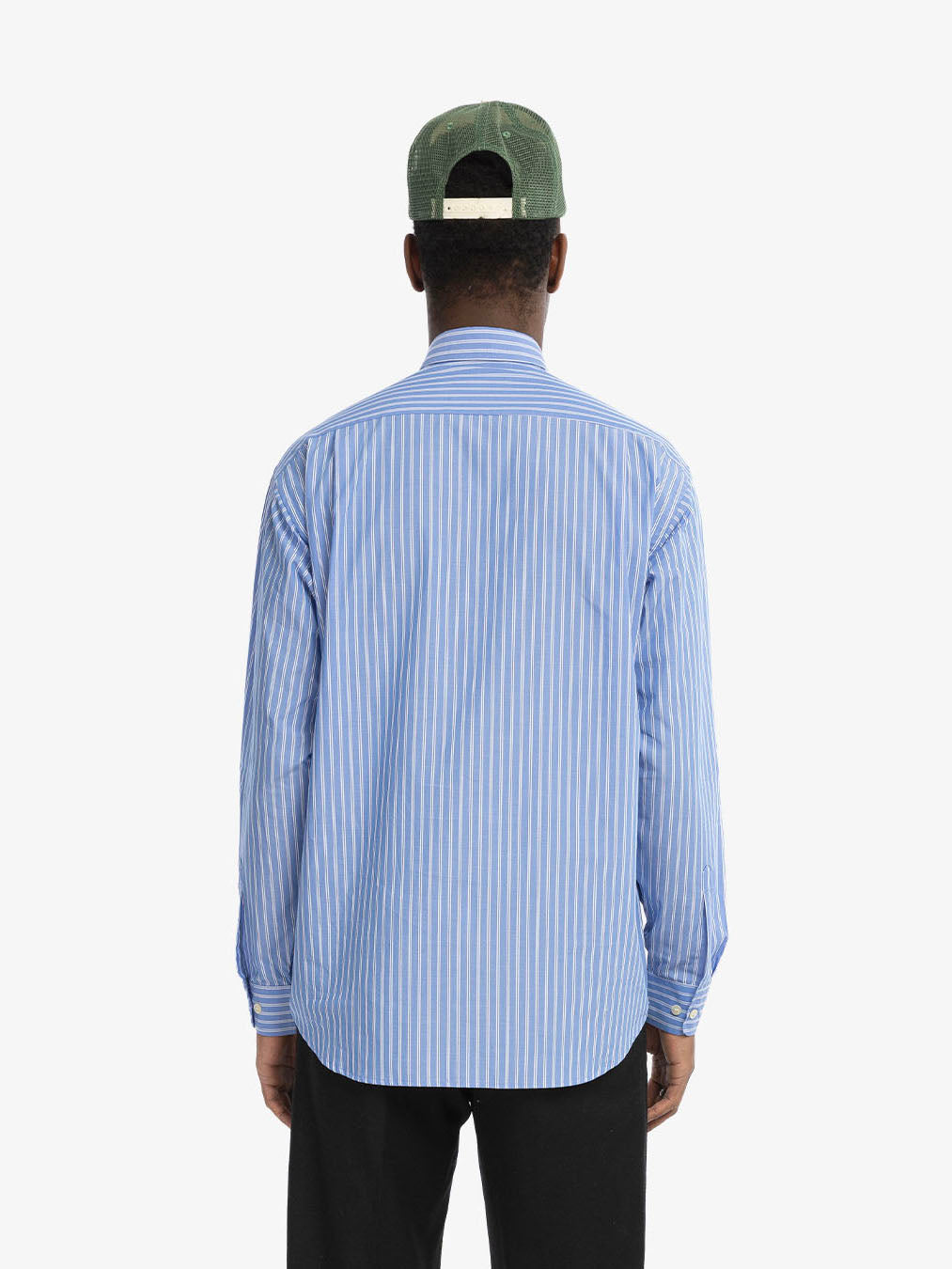 La chemise manches longues bleue rayée